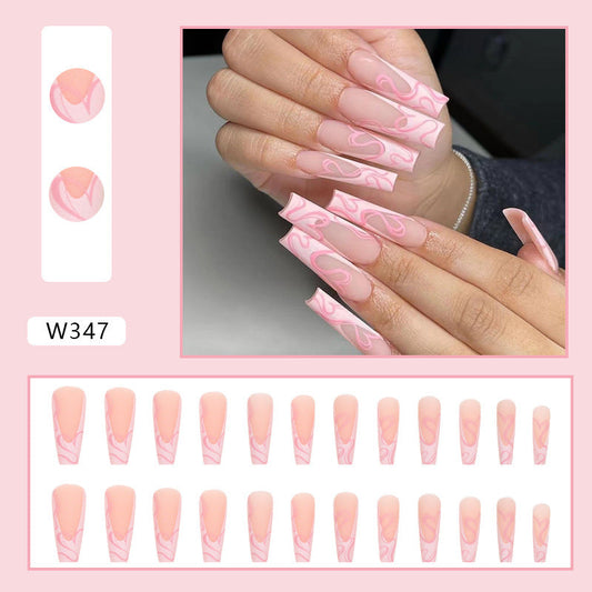 Cute Heart and Stripe Pattern Fake Nails