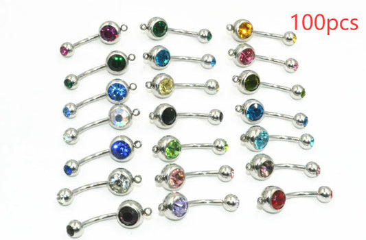 Sparkling Czech Crystal Medical Steel Belly Button Jewelry