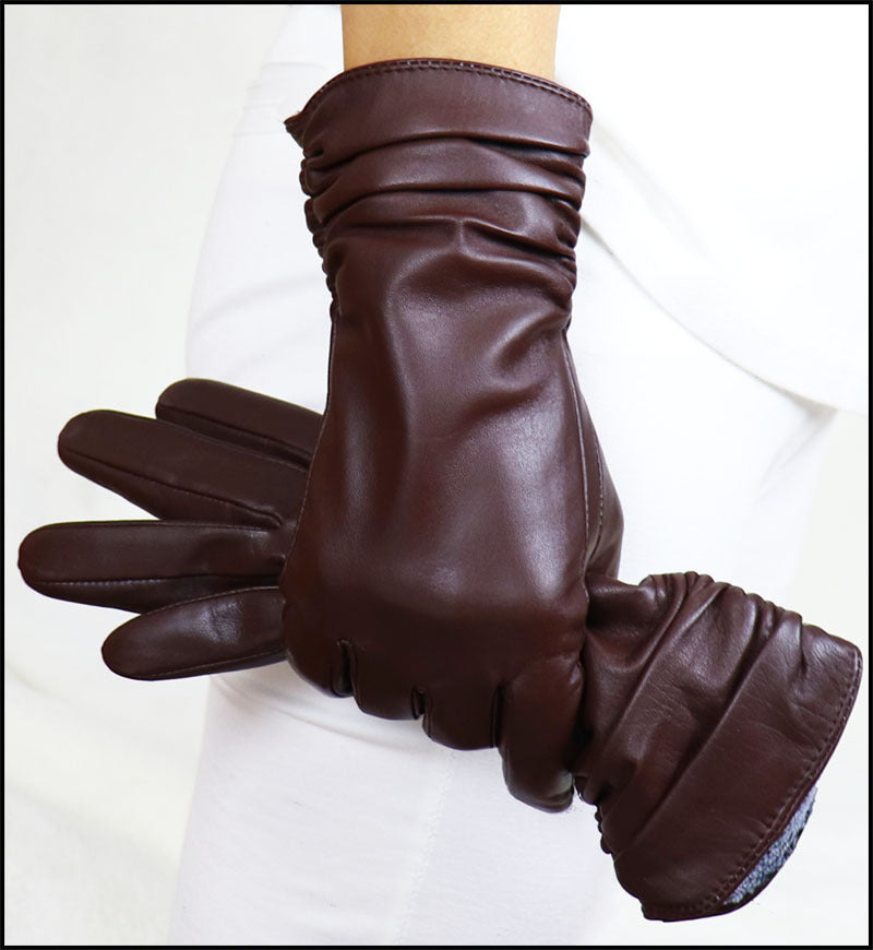 Luxury Long Women's Genuine Sheepskin Leather Gloves