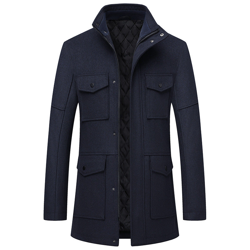 Men's Classic Woolen Winter Coat | Warm Casual Topcoat