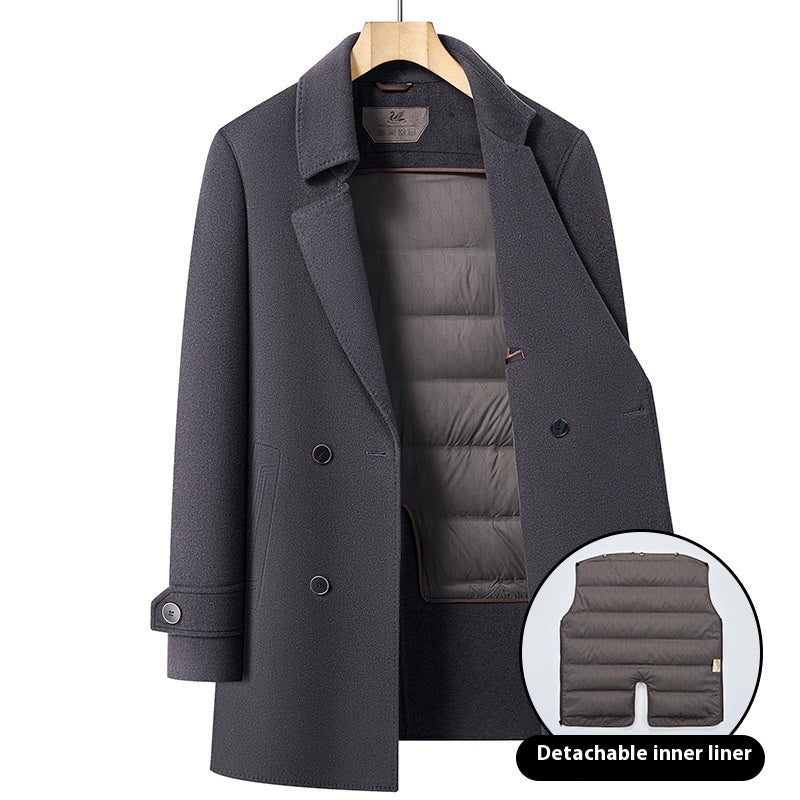 Premium Men's Wool Blend Topcoat | Mid-Length Double-Sided Suit Collar