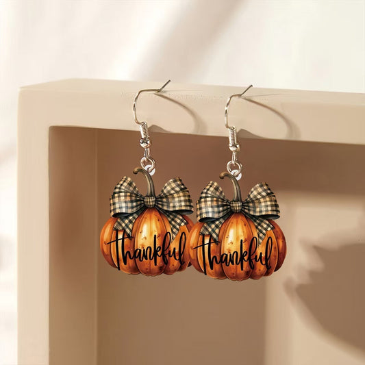 Cute & Creative Acrylic Pumpkin Charm Earrings