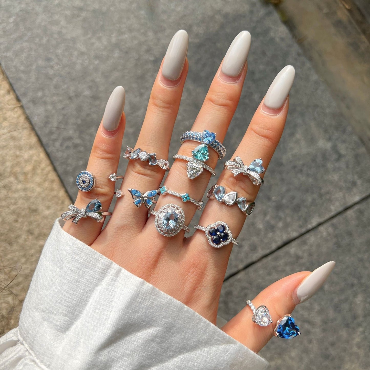 Women's Fashion S925 Sterling Silver Sea Blue Zircon Ring