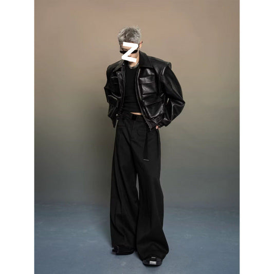 Korean Fashion Leisure Leather Jacket | Modern Cutting Design Outerwear