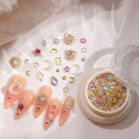 Women's Fashion Heart Gem Nail Rhinestone Set
