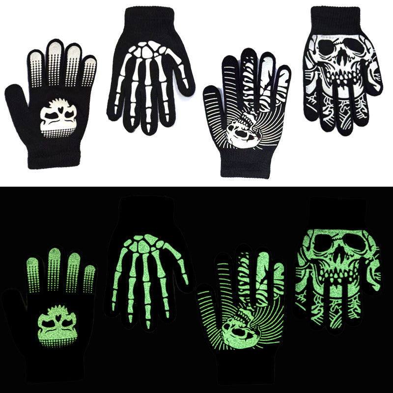 Halloween Skull Luminous Riding & Non-Slip Gloves