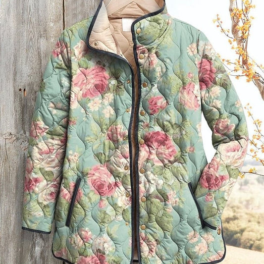 Fashion Cotton-Padded Floral Print Coat