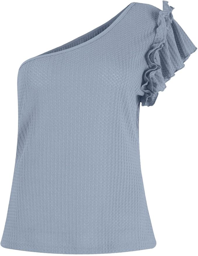 Textured Ruffled One Shoulder Top