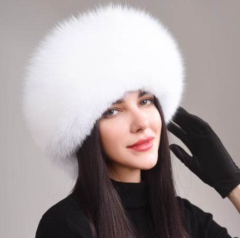 Women's Genuine Leather Ethnic Style Warm Ear Protection Hat