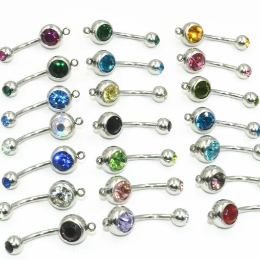 Sparkling Czech Crystal Medical Steel Belly Button Jewelry