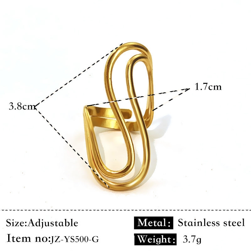 Simple Glossy Stainless Steel 18K Gold Plated Ring
