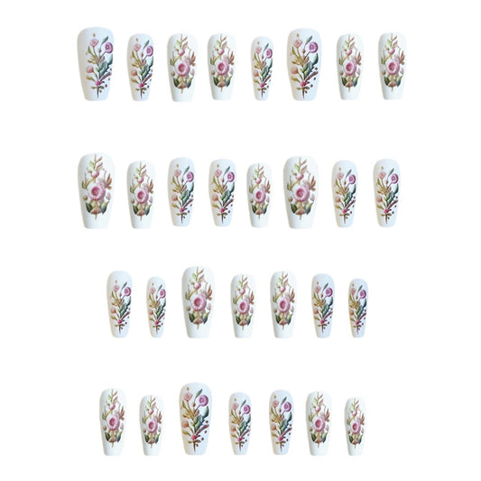 Luxury Temperament Pastel Flower Fake Nails