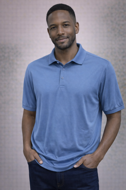Teri's Couture Classic Denim Blue Solid Designer Polo Shirt
