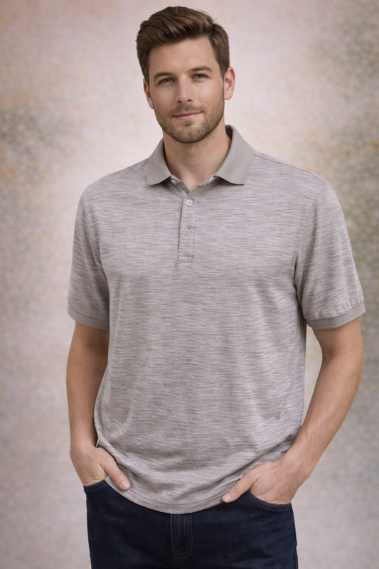 Teri's Couture Khaki Melange Designer Golf Polo Shirt