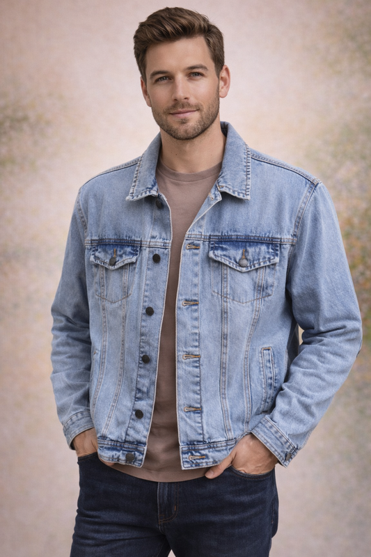 Teri's Couture Classic Light Wash Denim Blue Jacket for Men