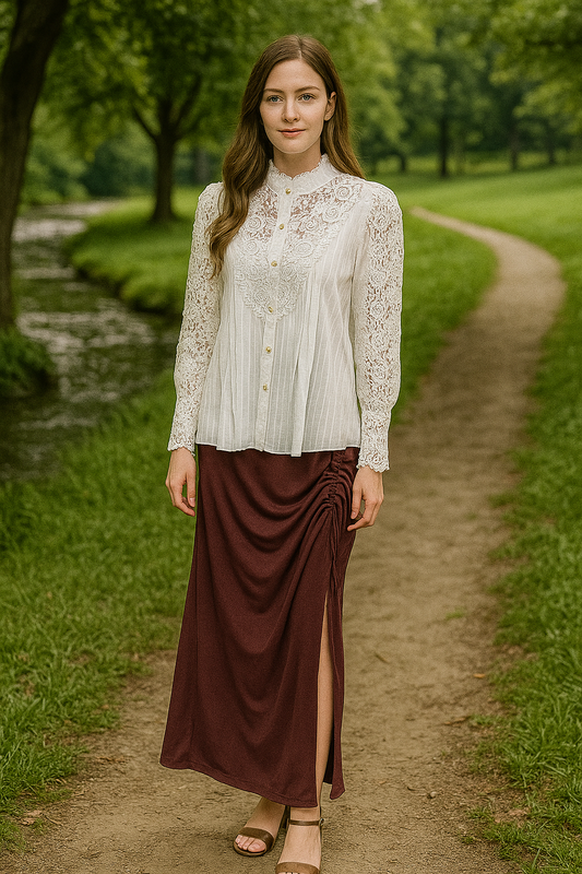 Teri's Couture Plus Size Plum Adjustable Slit Midi Skirt