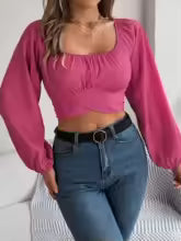 Honey Raglan Sleeve Cropped Blouse