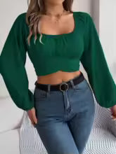 Honey Raglan Sleeve Cropped Blouse