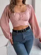 Honey Raglan Sleeve Cropped Blouse