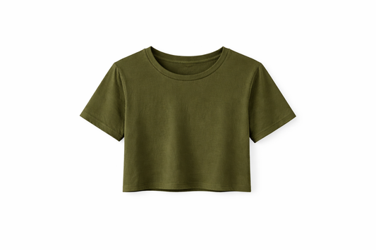Teri's Couture Green Crop Tee & Jersey-Panel Jeans Set