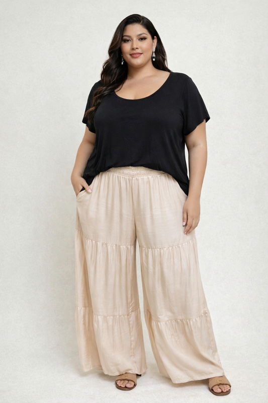 Teri's Couture Casual Tiered Wide-Leg Pants