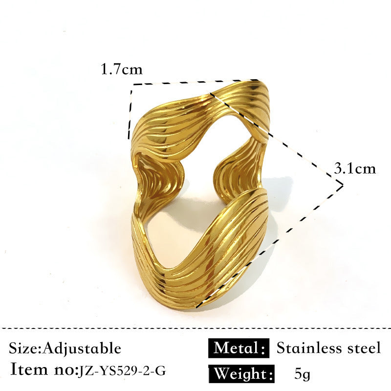 Simple Glossy Stainless Steel 18K Gold Plated Ring