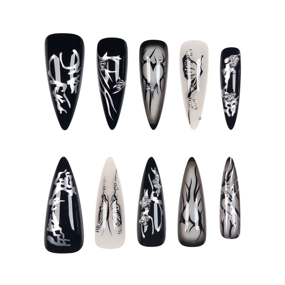 Dark Punk Love Butterfly Press-On Fake Nails