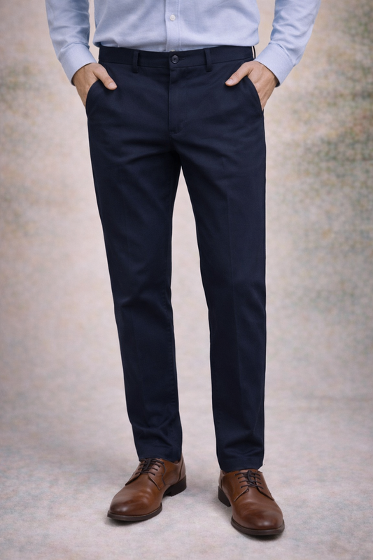Teri's Couture Men's Navy Blue Dress Pants - Straight Fit